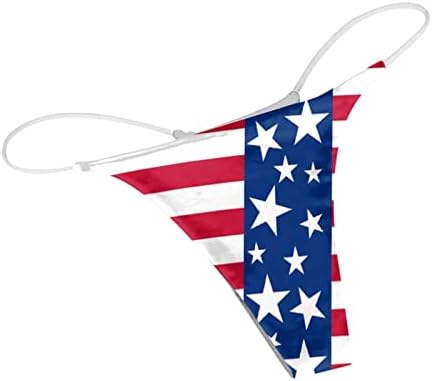 Секси долна облека за жени за жени во САД 4-ти јули Беспрекорни G-жици Патриотски starsвезди не се прикажани удобно хипстер