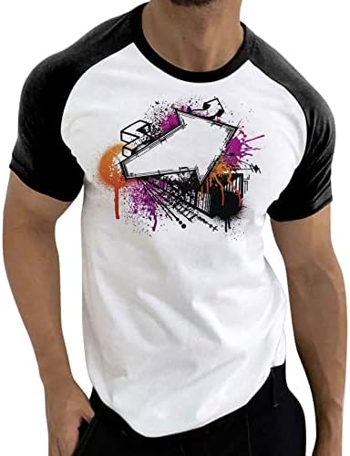 ZDDO летни маици со краток ракав за мажи, во боја блок улица графички принт o вратот на врвови на маичка за вежбање