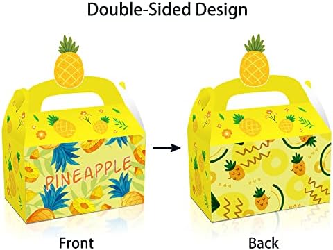 12 парчиња кутии за забави од ананас, летна тропска забава Гуди бонбони за лекување кутии за тема од ананас роденденска забава Хавајски