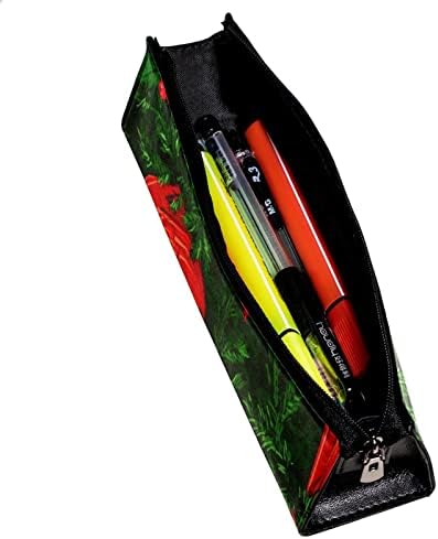 Кутија со моливи на геерот, торбичка за моливи, торба со моливи, естетска торбичка за молив, шема на црвена птица зелена лисја