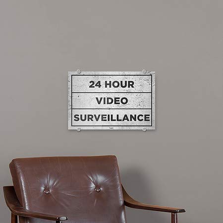 CGSignLab | „24 -часовен видео надзор -БАСИК Греј“ Премиум акрилен знак | 18 x12