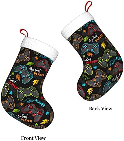 Ffcrying Gamer Boy подароци Персонализирано Божиќно порибување Големи Божиќни чорапи камин виси чорапи за украси за семејни празнични