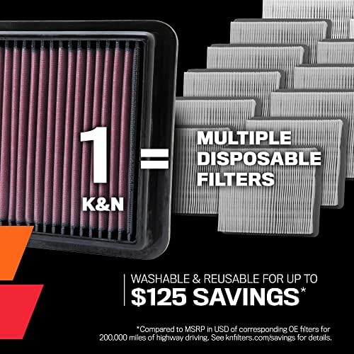 K&N Filter Air Filter: Зголемете ја моќноста и забрзувањето, да се перат, премијата, филтерот за воздух за замена на автомобилот:
