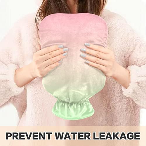Зелено розово градиент шише со топла вода со покривка торба за топла вода за олеснување на болката 1L топла торба топла пакет за грчеви