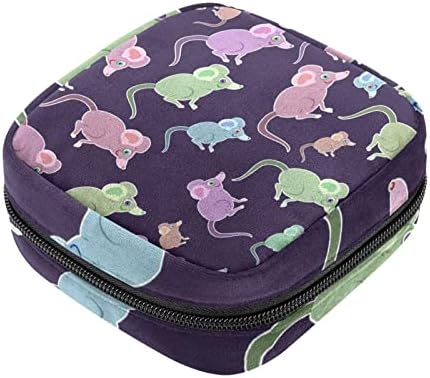 Purple Green Blue глувци шема Период торбичка, преносна торба за складирање на тампон за санитарни салфетки, држач за тампон