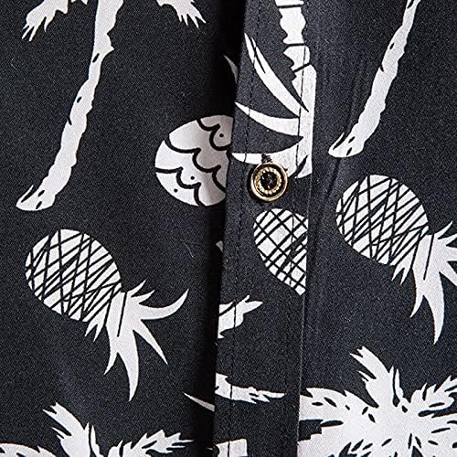 Машки хавајски кошули со краток ракав цвет тропски алоха кошула случајно летно копче надолу од маиците на плажа на плажа врвови