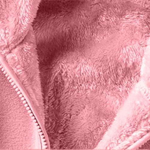 Womenенска плус големина со големина на руно-качулка јакна целосна патент со долги ракави со аспиратор топла зимска нејасна палто