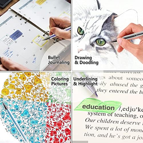 Пакет за пенкала за шатл -гел, пенкала за пенкала од 120 уникатни бои сет + 120 совпаѓани гел пенкало, 7 типови бои за деца возрасни книги