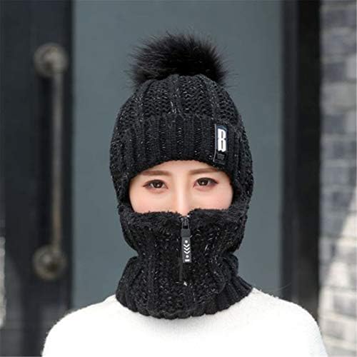 Капчиња со слабиот руно бени капи термички велосипедизам капа, топли ушни уши додаваат стадање шал за плетење шапка зимска капа, маска поставена