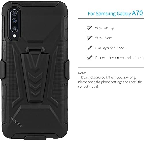 TKMore Клип Случај За Samsung Galaxy A70 Мобилен Телефон Покритие Со Држачот Kickstand Воздушни Перничиња Анти-Fall Футрола Црна
