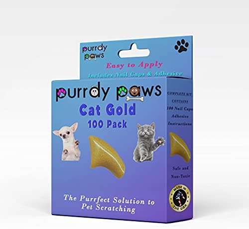 Пурди Шепи 100 Спакувајте Меки Капачиња За Нокти За Канџи За Мачки Металик Златен Медиум