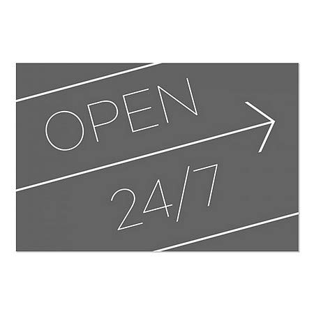 CGSignLab | „Отворено 24/7 -Базичен црн“ прозорец за лепење | 27 x18