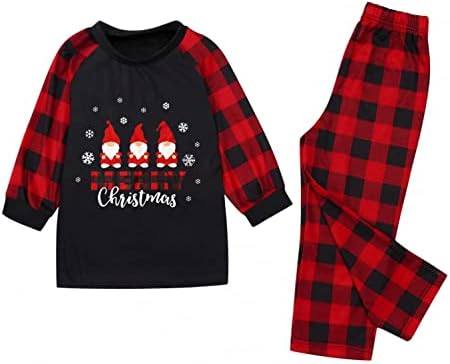 XBKPLO Божиќни пижами за семејни Божиќни пижами ПЈС облека за спиење облека што одговара на Семејство Божиќни пижами карирани
