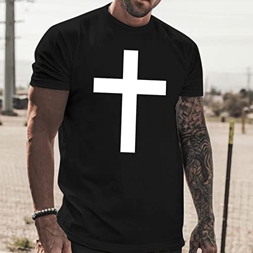 XXBR машки војник кратки ракави маици лето вера Исус крст печати врвови за вежбање спортски екипаж основни маички