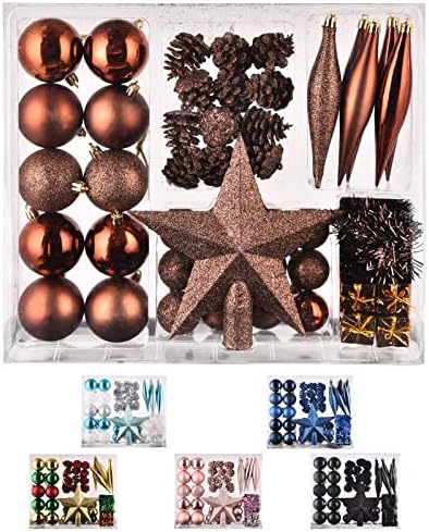 Божиќни украси поставени, 50 парчиња распрскувани орнаменти на Божиќни топка, Божиќни сезонски декоративни разновидни приврзоци