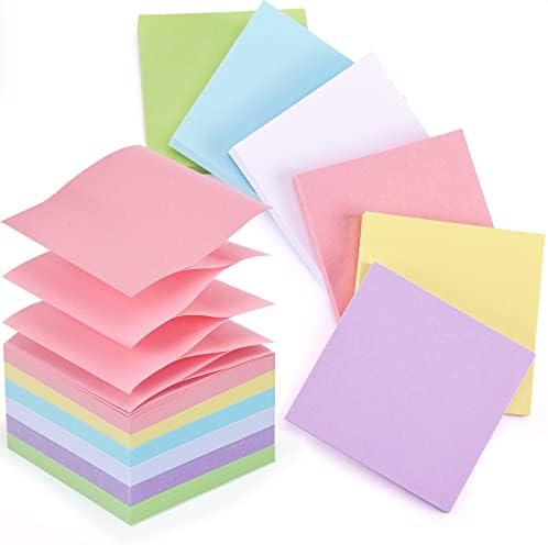 Eoout 12 пакувања Поп-допрливи лепливи белешки 3x3 инчи пастели бои само-стапчиња за лепило лепливи лепливи белешки за училишни