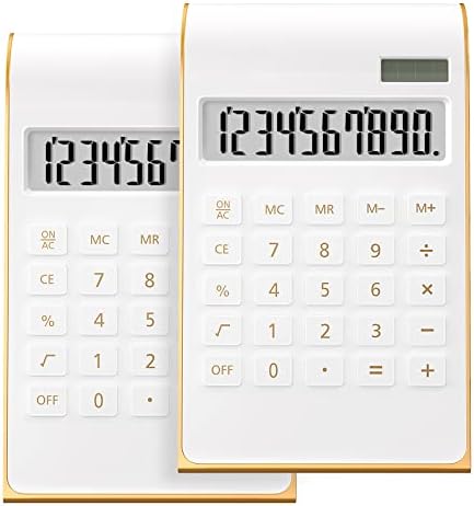 Калкулатори, калкулатор за десктоп со 2 пакувања со голем LCD дисплеј, 10 цифри соларна моќност Основен калкулатор за канцеларии, материјали