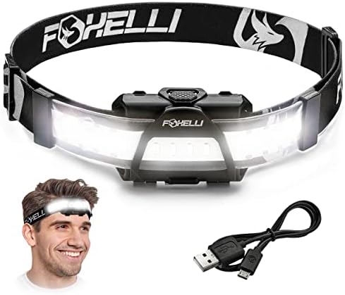 Foxelli широк светло на зракот - USB LED ламба за ламба на главата, ултра светла, осветлување широко 210 °, низок профил, 14 бели LED