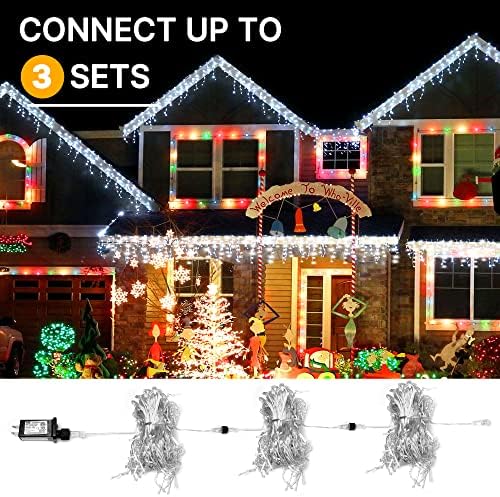 Фусион Божиќни лесни светла на отворено, 400 LED 33ft завеси низа светла со 50 капки 8 режими, Божиќни светла на отворено, Божиќни украси Светла