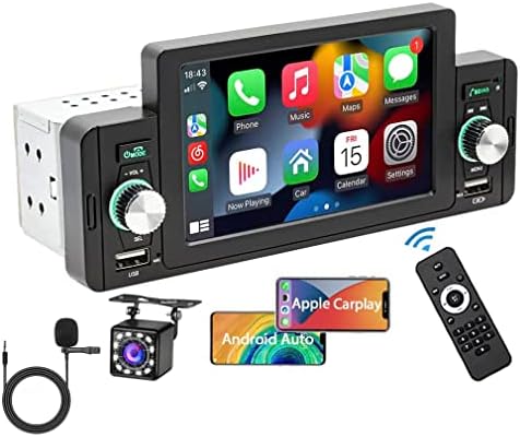 XRC TECH 5 Инчен Екран На Допир Еден Din Автомобил Стерео, CarPlay/Android Авто/Огледало-Врска, Радио Приемник Со Bluetooth 5.1, Handsfree,
