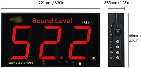 BBSJ Wallид монтиран 30-130dB Дигитален NOISEMETER DECIBEL Мониторинг на тестер за мерач на ниво на звук со голем LCD екран