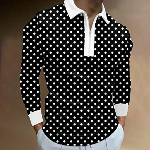 Xxbr mens zipper polo кошули, падот на долги ракави во боја на бои, лента со ленти со редовно вртење, тениска маичка за вртење на јака од