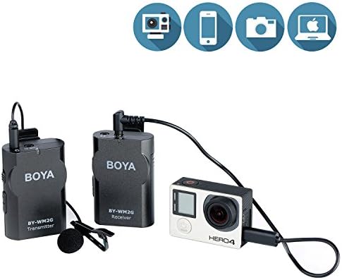 Безжичен микрофон на Boya Lavalier за камера со паметни телефони GoPro, Universal Lapel Mic за GoPro Hero3 Hero3+ Hero4 iPhone
