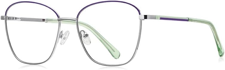 Рачно изработени очила за читање на Resvio за жени и метални рамки за мажи квадратни преголеми читатели сребрена виолетова боја
