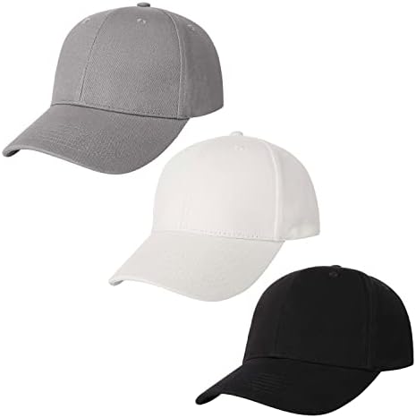 Aosmi 3 пакет обичен памук лента за бејзбол капа што може да се прилагоди една големина одговара на повеќето капаци на топката со ниски профили, за мажи жени