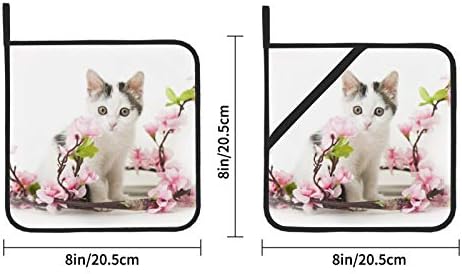 Каваи Сакура мачка животинска топла подлога, отпорни на тенџере за топлина, за кујнски отпорни на топлина 2 парчиња држачи за тенџере за отпорна
