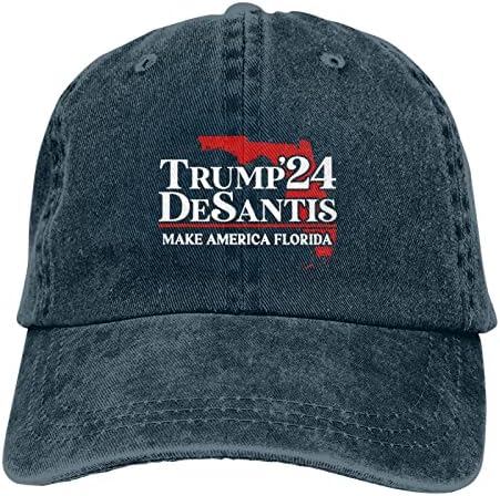 Трамп ДеСантис 2024 Бејзбол капа што може да се перат прилагодливи капачиња од сонцето, маж, сендвич капа