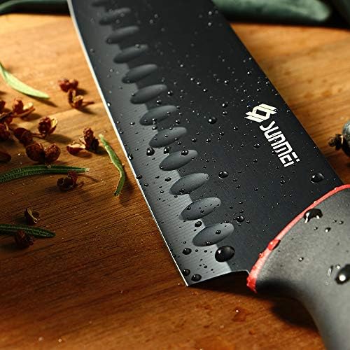 Сунмеи Јапонски Готвач Нож 7 Инчен Шуплив Раб Сантоку Нож Храна Безбеден Слој Кујна Нож Суши Нож Бонус 8 Инчен Готвач Нож