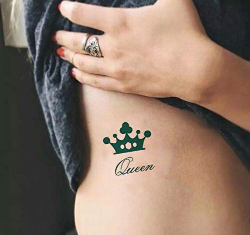 Санерлиски Водоотпорен Привремен Лажен Тетоважа Налепници Класичен Крал Кралица Круна Дизајн Сет на 2