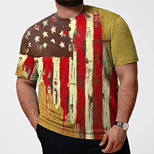 Патриотски маици на Руируилико за мажи Америка знаме лето случајни кратки ракави врвови удобни лабави фит графички отпечатоци од врвови на врвови