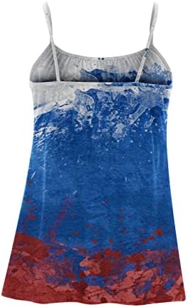 Плус големина на американски резервоар за знамиња за жени за жени во САД, без ракави маица, 4-ти јули од јули, лабави шпагети ленти блузи