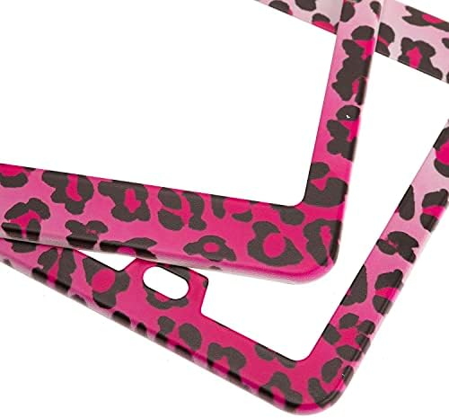 Модни розови УВ леопард Дизајн на регистарски таблички рамки, Универзални насловни таблички на САД, држачи за регистарски таблички