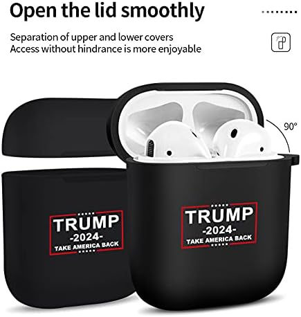 Трамп 2024 Земете Америка AirPods Case Soft Silicone Protective Cover Back Back Black Skin Change Cast Cover за Apple AirPods 1 & 2 со