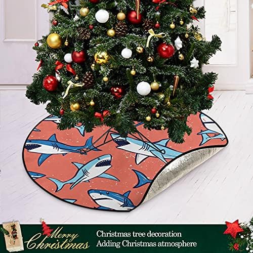 Ајкула елка Мат водоотпорна дрва за стоење сад за душек под додаток за новогодишна елка за орнаменти за забава за одмор на Божиќ, 28 инчи