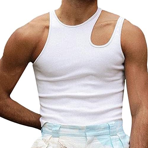 Атлетски маици за маички без ракави за мажи во Хансбер, теренски резервоар за мускули, највисоко, склопување на плажа врвови за забави