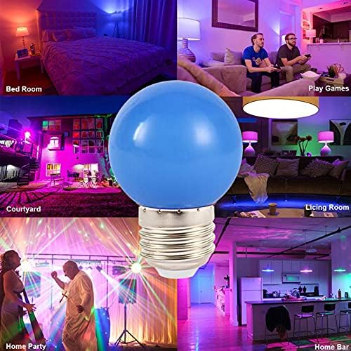 Lxcom Осветлување 10 ПАКЕТ LED Сина Сијалица G45 LED Сијалица ВО Боја 1w Глобус Светилки Обоени Ноќна Сијалица E26/E27 Средна