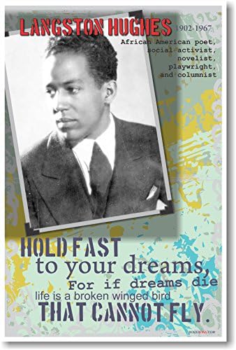 Лангстон Хјуз - поет на Афроамериканец, социјален активист, романсиер, драматург и колумнист - Постер за училница
