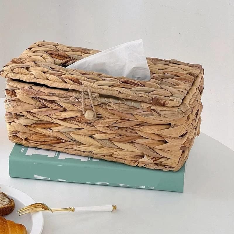 QWERTY WATER HYACINTTH ВОВЕН ТИСИСКИ РАТТАН Ратан ткаена санитарна хартиена кутија Семејна дневна соба Флејска кутија за хартија