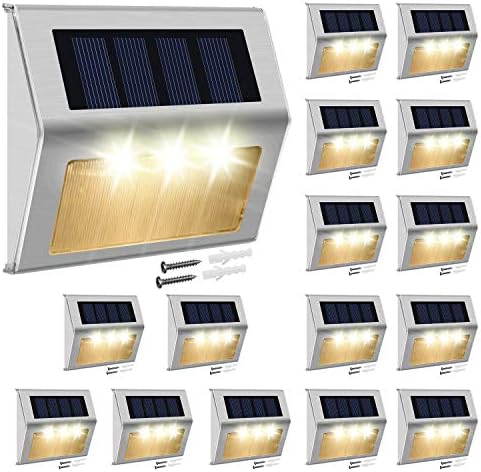 Jackyled 16 пакувања соларни чекори светла соларни светла на отворено водоотпорен водоотпорен за палубата 3 LED соларна ограда пост