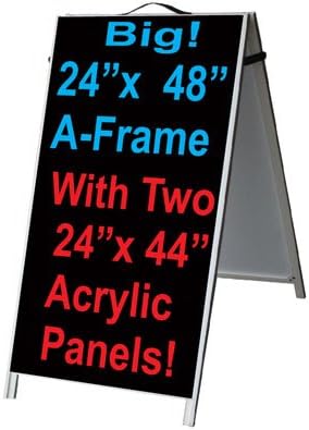 Неоплекс 24 x 48 ПВЦ тротоари сендвич табла А-рамка знак w/црна акрилна вметнување панели