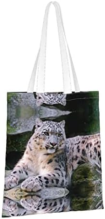 Евмар снежна леопард печатена печатена торба за отпадоци е погодна за купување, работа, училиште и секојдневно патување