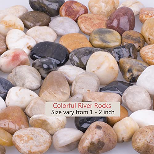 Hotешка заптивка 1,9 lb мешана боја Rock Rock Stones 1 ~ 1,5 , Природни декоративни високо полирани камчиња, отворено декоративни