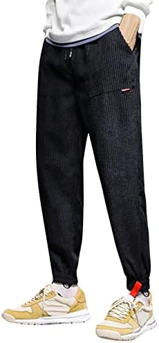 Miashui Smart Men Mens Comfy Harlan Pants Track Cuff-up цврста боја Панталони со џеб со џеб што работи хип хоп