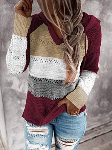 Женски патент во боја блок џемпери од качулка мода случајни џемпери со долги ракави