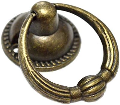 8 парчиња прстен за бронзена фиока влече гроздобер декоративни рачки антички копчиња со завртки за кабинет за мебел шкаф, дрвена кутија кутија