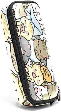 Симпатична мала мачка кожа молив со молив, торба со пенкало со двојна торбичка за чување торбички за торби за училишна работа за момчиња девојчиња за момчиња за мом